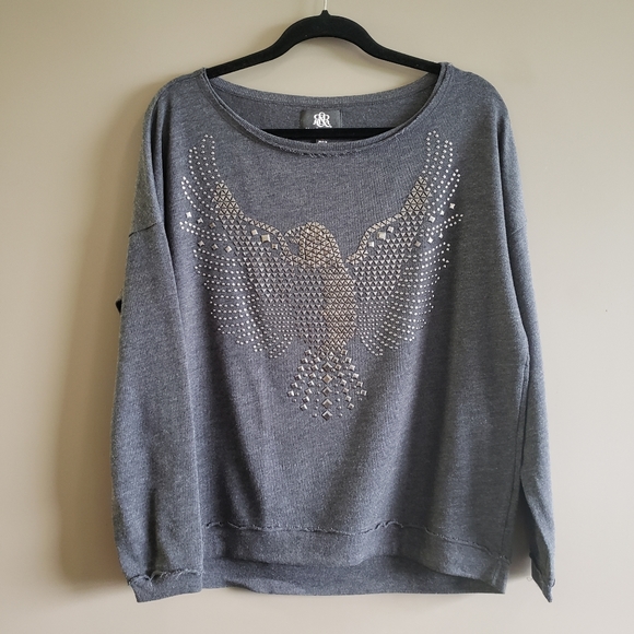 Rock & Republic Free Bird Studded Sweatshirt Large - Picture 10 of 10